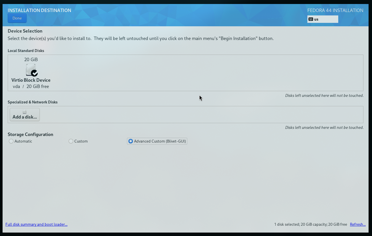 Disk Selection